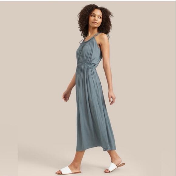 Modern Citizen Aileen Tie Shoulder Pleated Midi Dress Slate Blue Women’s Size S - Picture 12 of 13